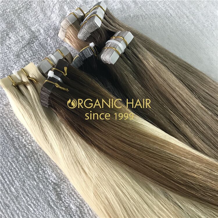 Customized color human tape in hair extensions X218